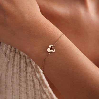 Spersonalizowana bransoletka z imieniem, łapką i sercem