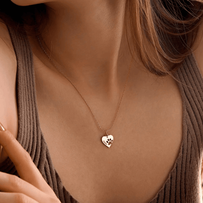 Spersonalizowany naszyjnik z imieniem w kształcie łapki i serca