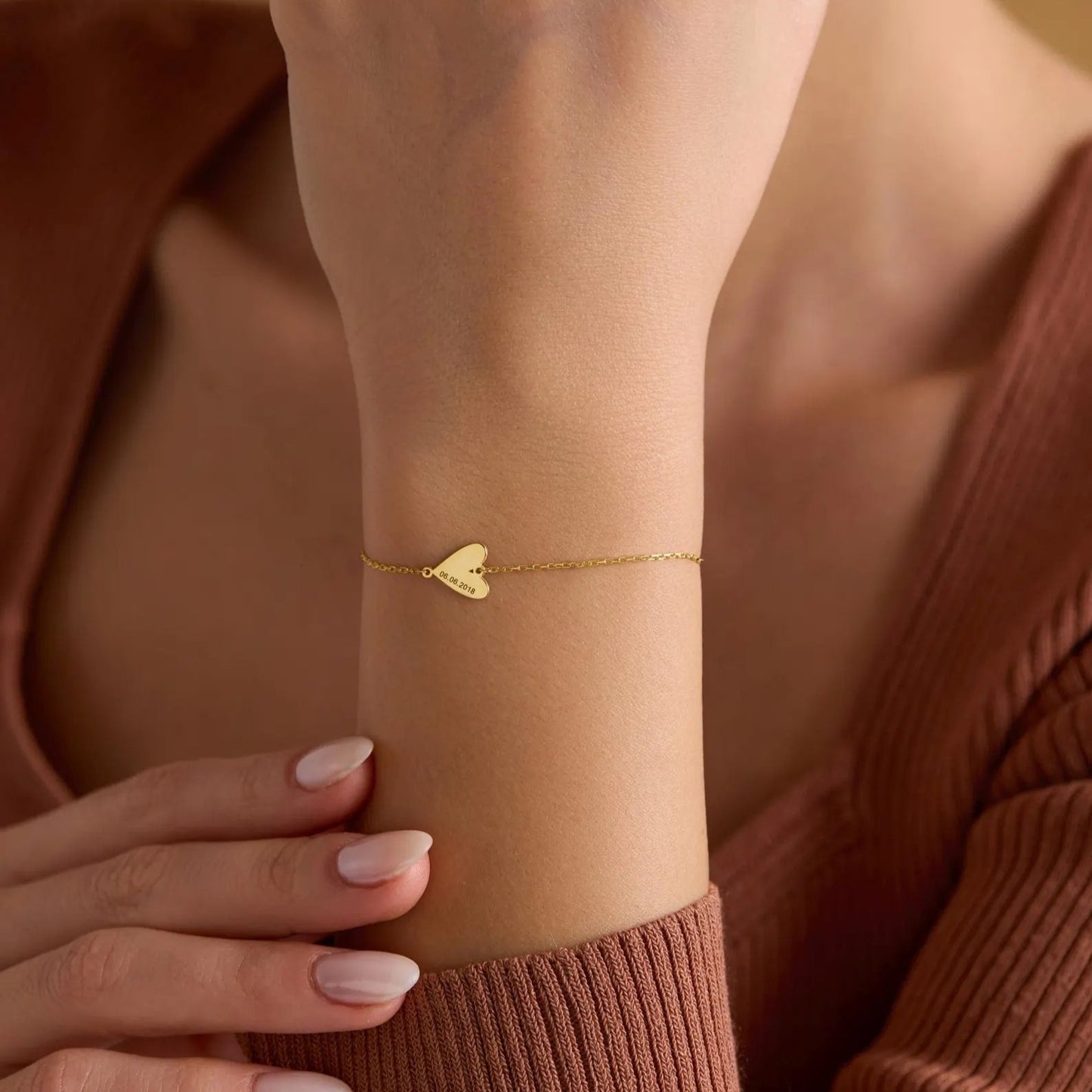 Spersonalizowana bransoletka z grawerowanym sercem