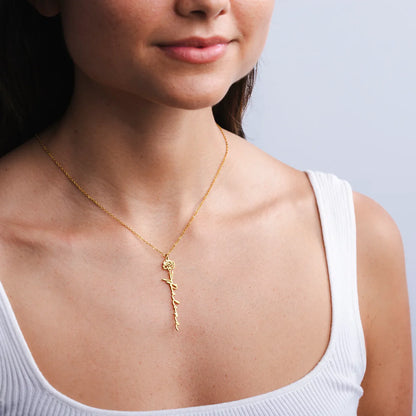 Spersonalizowany naszyjnik z imieniem i kwiatem urodzinowym