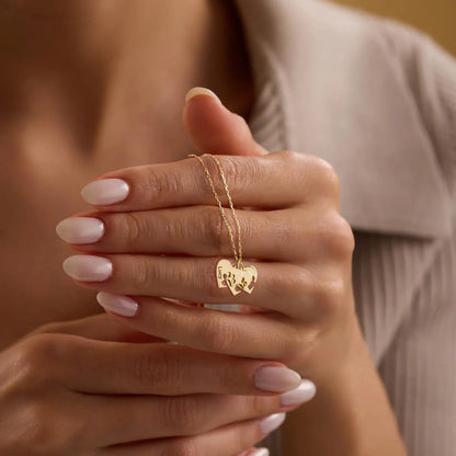 Spersonalizowany naszyjnik z imieniem w kształcie łapki i serca