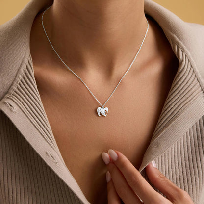 Spersonalizowany naszyjnik z imieniem w kształcie łapki i serca